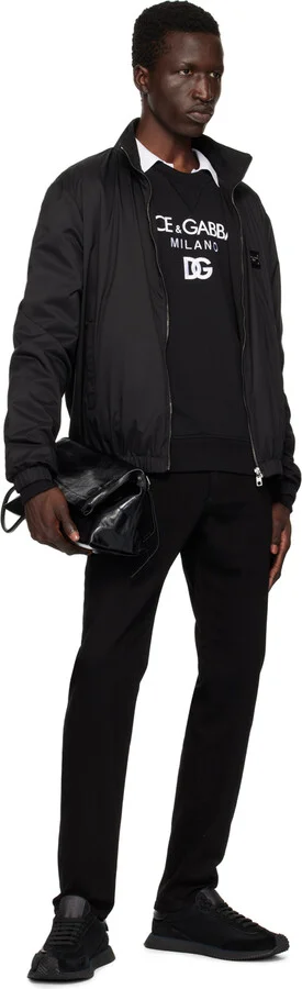 Dolce&Gabbana Black Mixed-Material 'DG' Cushion Sneakers - Image 5