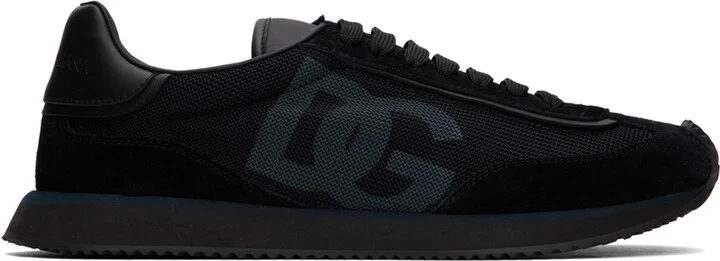 Dolce&Gabbana Black Mixed-Material 'DG' Cushion Sneakers