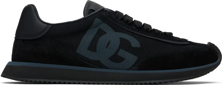 Dolce&Gabbana Black Mixed-Material 'DG' Cushion Sneakers