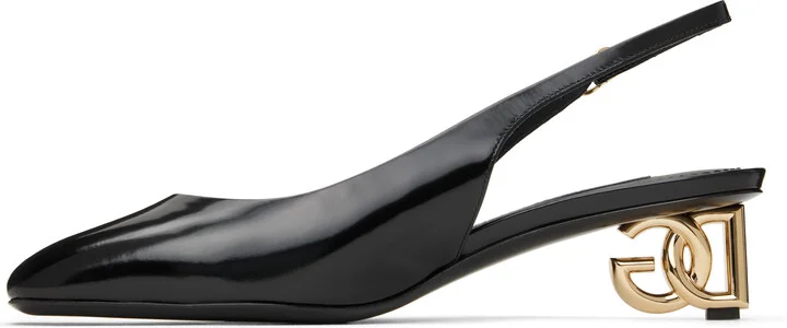 Dolce&Gabbana Black Patent Leather Slingback Heels - Image 3