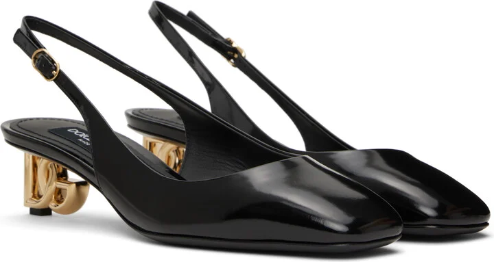 Dolce&Gabbana Black Patent Leather Slingback Heels - Image 4
