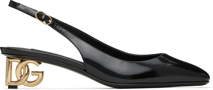 Dolce&Gabbana Black Patent Leather Slingback Heels