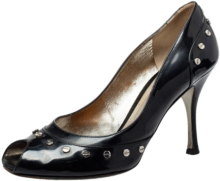 Dolce & Gabbana Black Patent Leather Studded Pumps Size 39.5