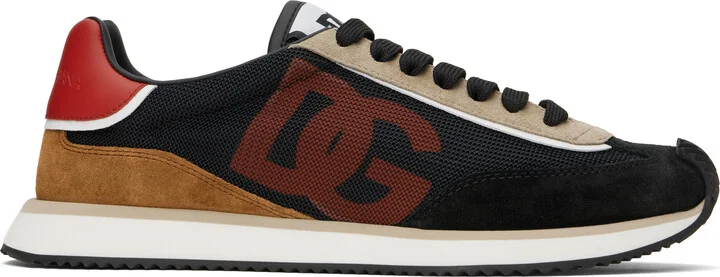 Dolce&Gabbana Black & Red 'DG' Cushion Sneakers