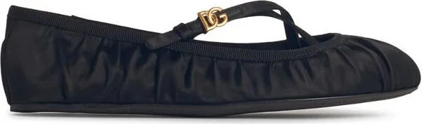 Dolce & Gabbana Black Satin Ballet Flats