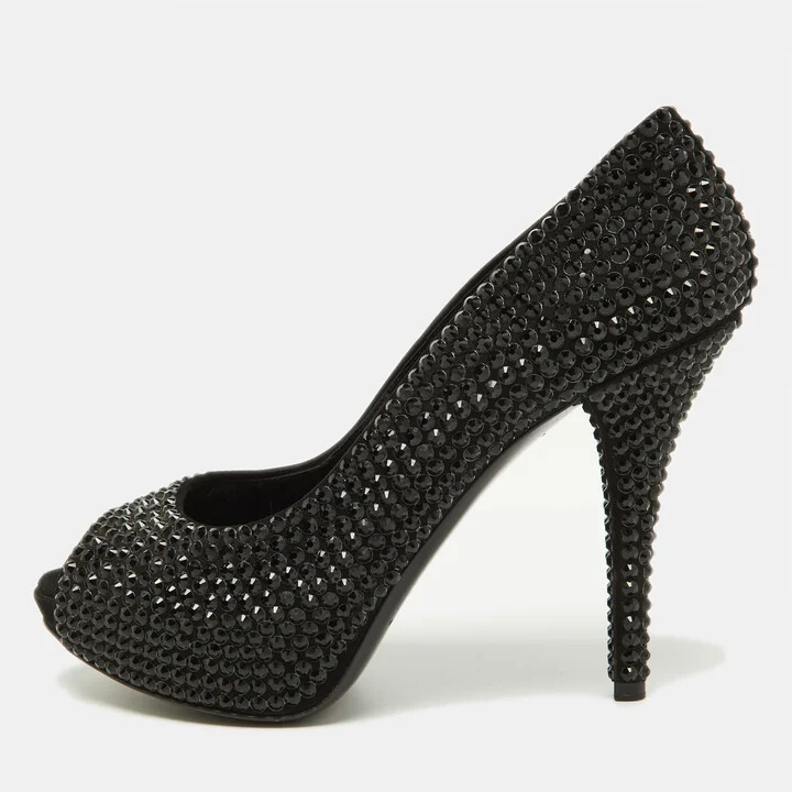 Dolce & Gabbana Black Satin Embellishments Pumps Size 38