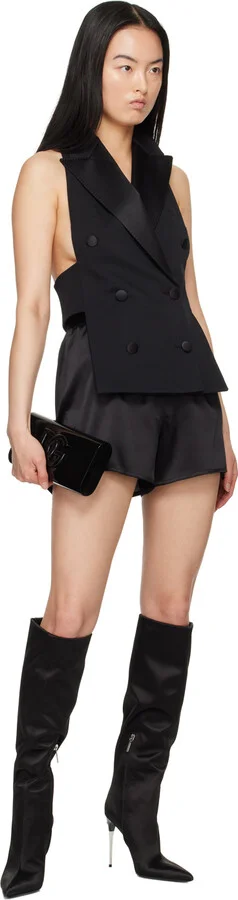 Dolce&Gabbana Black Satin Tall Boots - Image 5