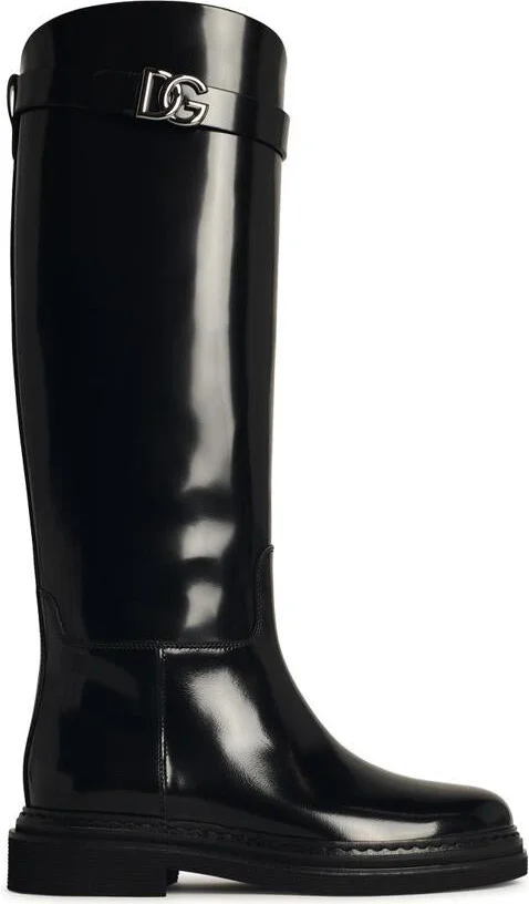 Dolce & Gabbana Black Shiny Leather Boots