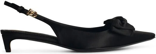 Dolce & Gabbana Black Silk Blend Slingbacks