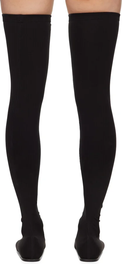 Dolce&Gabbana Black Stretch Jersey Thigh-High Boots - Image 2