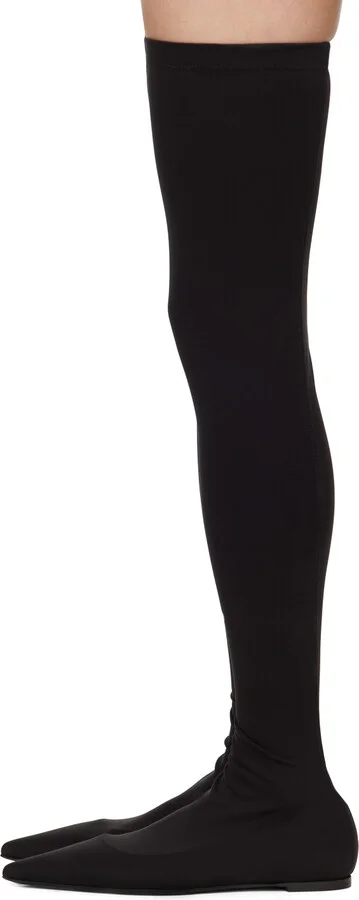 Dolce&Gabbana Black Stretch Jersey Thigh-High Boots - Image 3