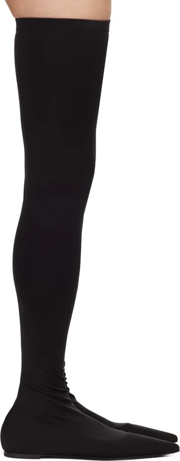 Dolce&Gabbana Black Stretch Jersey Thigh-High Boots