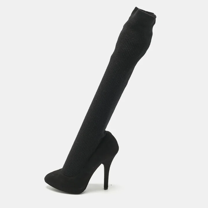 Dolce & Gabbana Black Suede and Fabric Platform Sock High Pumps Size 38