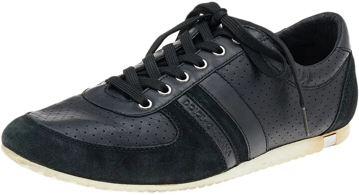 Dolce & Gabbana Black Suede And Leather Low Top Sneakers Size 44