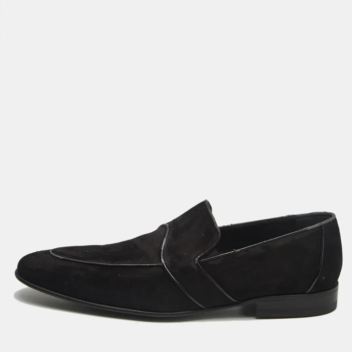 Dolce & Gabbana Black Suede Slip On Loafers Size 43