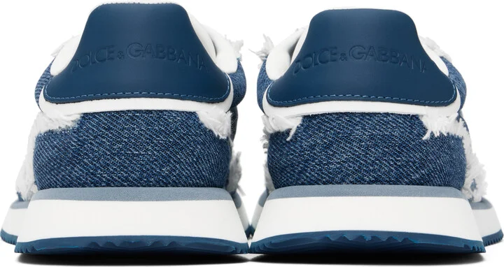 Dolce&Gabbana Blue Mixed-Material 'DG' Cushion Sneakers - Image 2