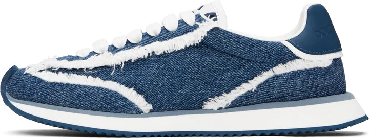 Dolce&Gabbana Blue Mixed-Material 'DG' Cushion Sneakers - Image 3
