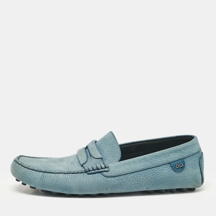 Dolce & Gabbana Blue Nubuck Leather Loafers Size 42.5