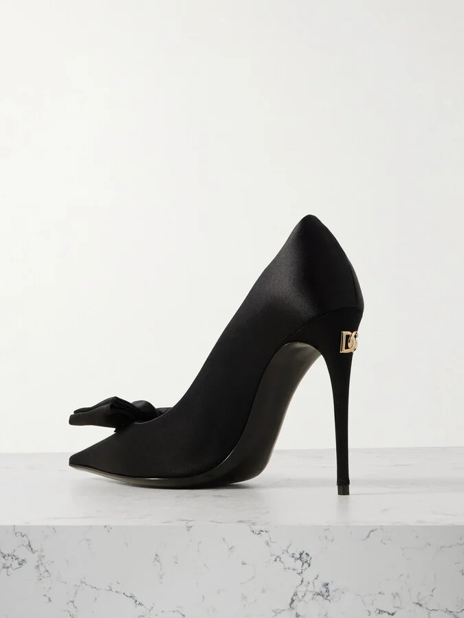 Dolce & Gabbana - Bow-embellished Satin Pumps - Black - Image 3