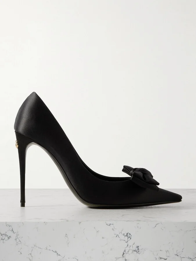 Dolce & Gabbana - Bow-embellished Satin Pumps - Black
