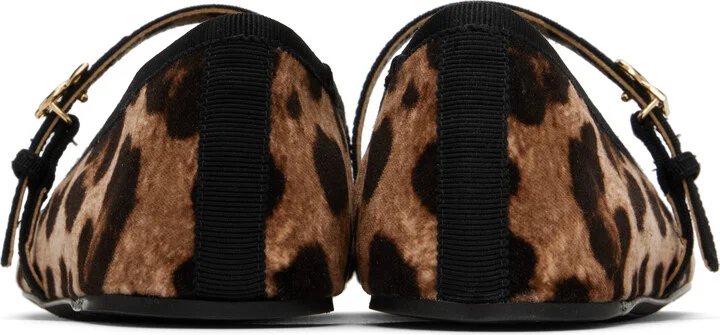 Dolce&Gabbana Brown & Beige Printed Velvet Ballerina Flats - Image 2