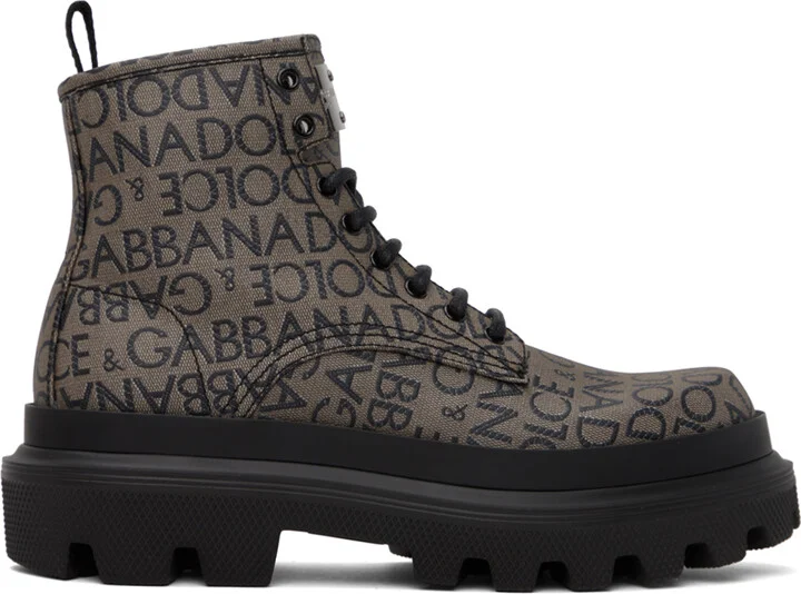 Dolce&Gabbana Brown & Black Logo Boots