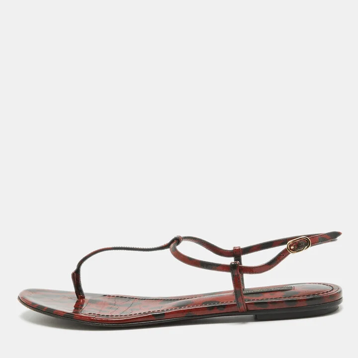 Dolce & Gabbana Brown/Black Patent Slingback Flats Size 39