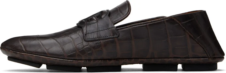 Dolce&Gabbana Brown Calfskin Driver Loafers - Image 3