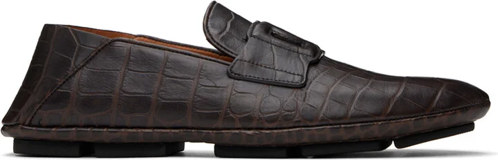 Dolce&Gabbana Brown Calfskin Driver Loafers