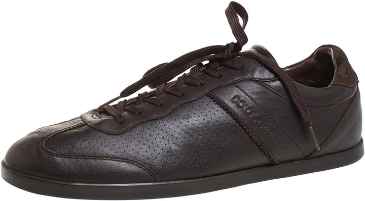 Dolce & Gabbana Brown Suede and Leather Low Top Sneakers Size 44
