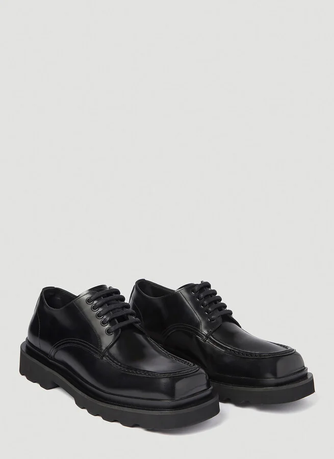 Dolce & Gabbana Brushed Leather Derby Shoes - Man Lace Ups Black Eu - 43 - Image 2