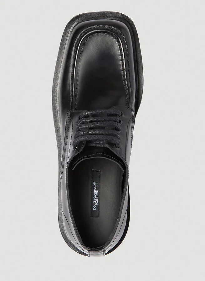 Dolce & Gabbana Brushed Leather Derby Shoes - Man Lace Ups Black Eu - 43 - Image 5