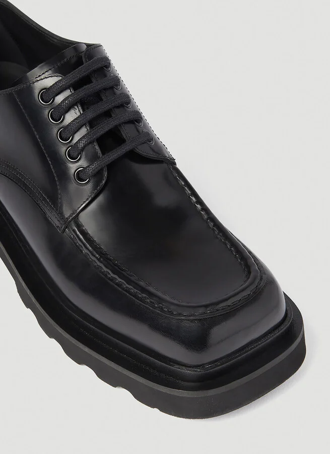 Dolce & Gabbana Brushed Leather Derby Shoes - Man Lace Ups Black Eu - 43 - Image 7