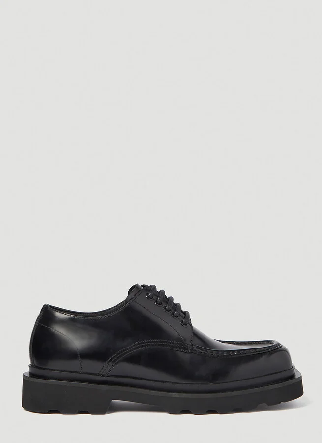 Dolce & Gabbana Brushed Leather Derby Shoes - Man Lace Ups Black Eu - 43