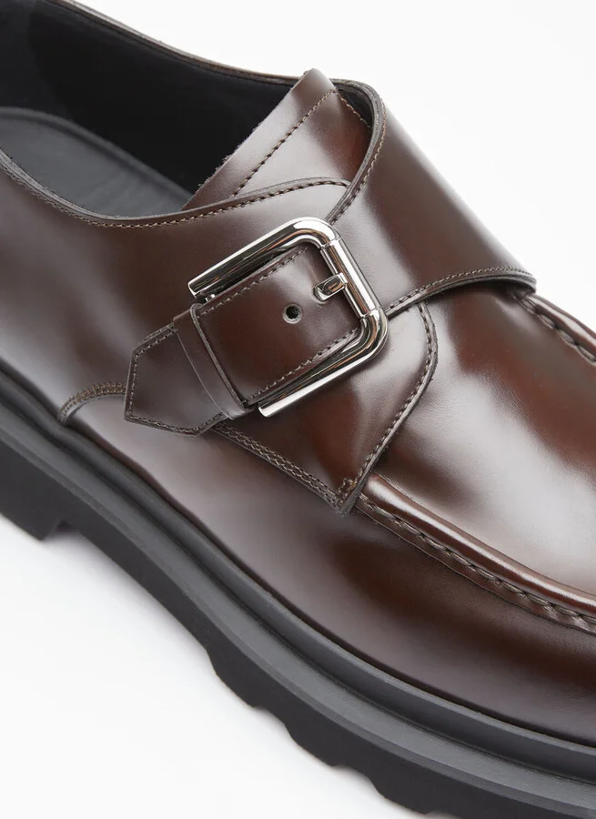 Dolce & Gabbana Brushed Leather Monkstrap Shoes - Man Lace Ups Brown Eu - 43 - Image 2