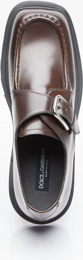 Dolce & Gabbana Brushed Leather Monkstrap Shoes - Man Lace Ups Brown Eu - 43 - Image 6