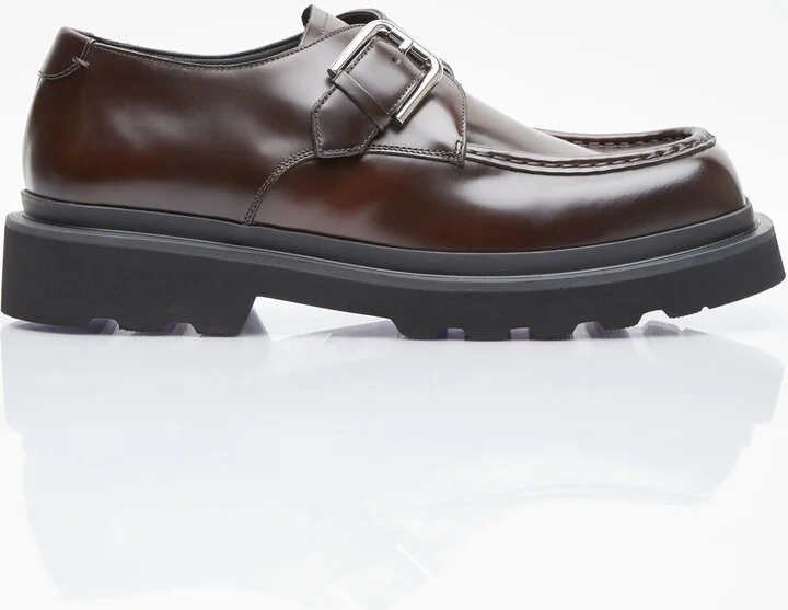 Dolce & Gabbana Brushed Leather Monkstrap Shoes - Man Lace Ups Brown Eu - 43