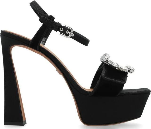 Dolce & Gabbana Buckle Embellished Velvet Platform Sandals