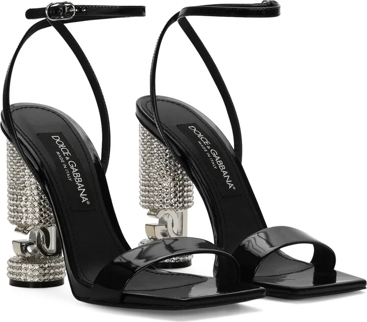 Dolce & Gabbana Calfskin Embellished Heeled Sandals 105 - Image 4
