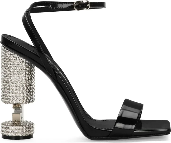Dolce & Gabbana Calfskin Embellished Heeled Sandals 105