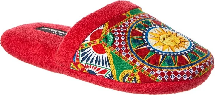 Dolce & Gabbana Carretto Siciliano-Print Terry Slippers