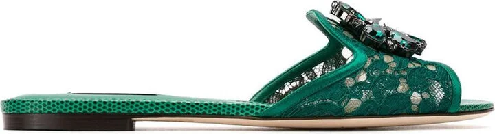 Dolce & Gabbana Crystal Lace Flat Sandals