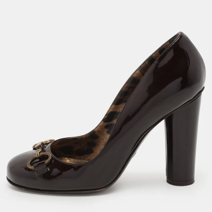Dolce & Gabbana Dark Brown Patent Leather Pumps Size 38