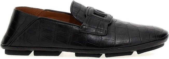 Dolce & Gabbana DG Logo Embossed Almond Toe Loafers
