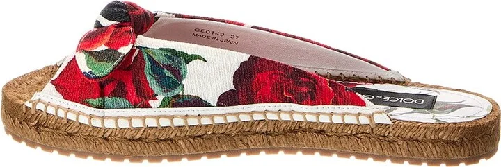 Dolce & Gabbana Dg Logo Floral Canvas Sandal - Image 2