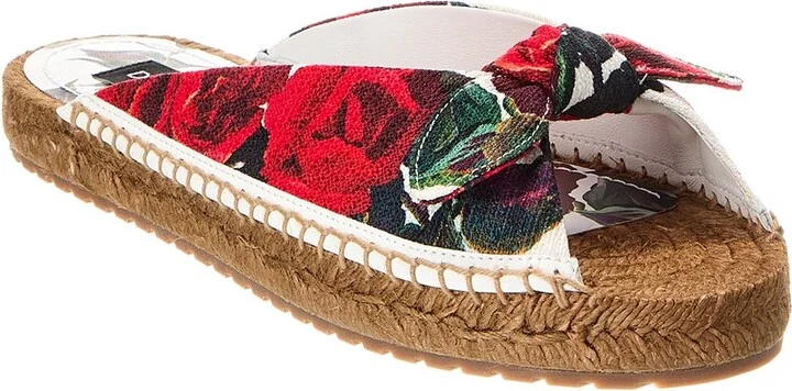 Dolce & Gabbana Dg Logo Floral Canvas Sandal