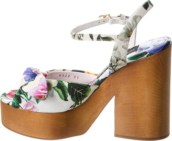 Dolce & Gabbana Dg Logo Floral Jacquard Platform Sandal - Image 2
