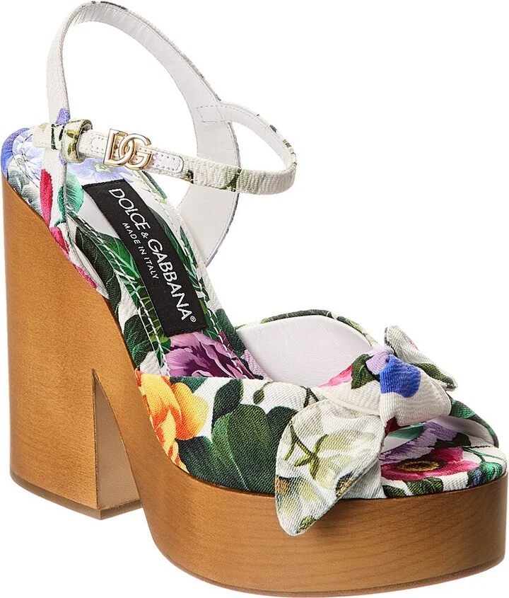 Dolce & Gabbana Dg Logo Floral Jacquard Platform Sandal