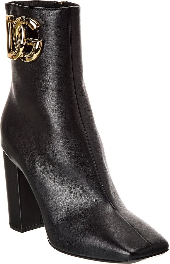 Dolce & Gabbana Dg Logo Leather Bootie