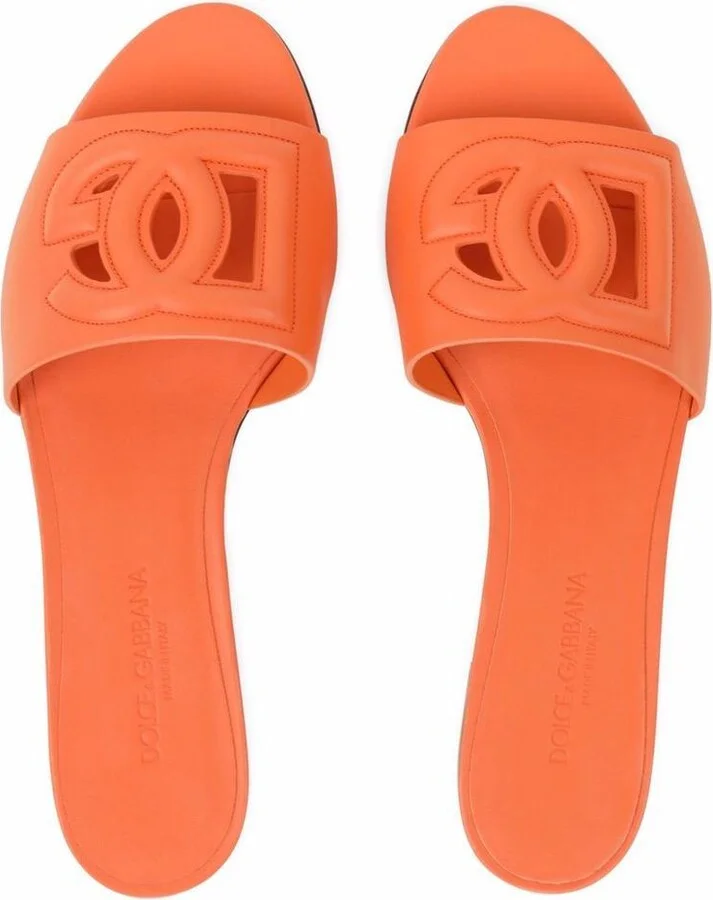 Dolce & Gabbana Dg Logo Leather Flat Sandals - Image 2